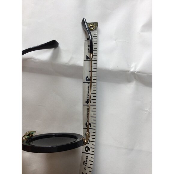 Miu Miu Round Black Sunglasses Made In Italy Gold Metal Arms CE UV Protection - Picture 15 of 15